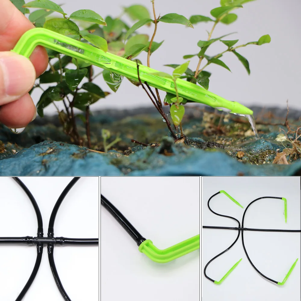 50PCS Greenhouse Green Bend Arrow Dripper Micro Drip Emitters Irrigation Kit for 3/5mm Hose Garden Watering Saving Micro Dripper