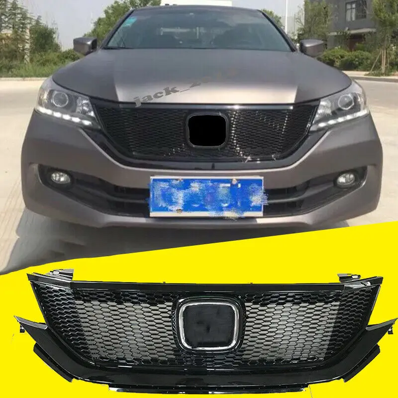 

For 2013-2015 9th Gen Honda Accord 4 Door Black honeycomb Style Front Grille Grill