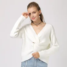 Fashion Autumn Women Simple White Sweater V Neck Full Sleeve Irregular Knitted Pullover Ladies Thick Casual Jumper Pull Femme Fashion Autumn Women Simple White Sweater V Neck Full Sleeve Irregular Knitted Pullover Ladies Thick Casual Jumper Pull Femme