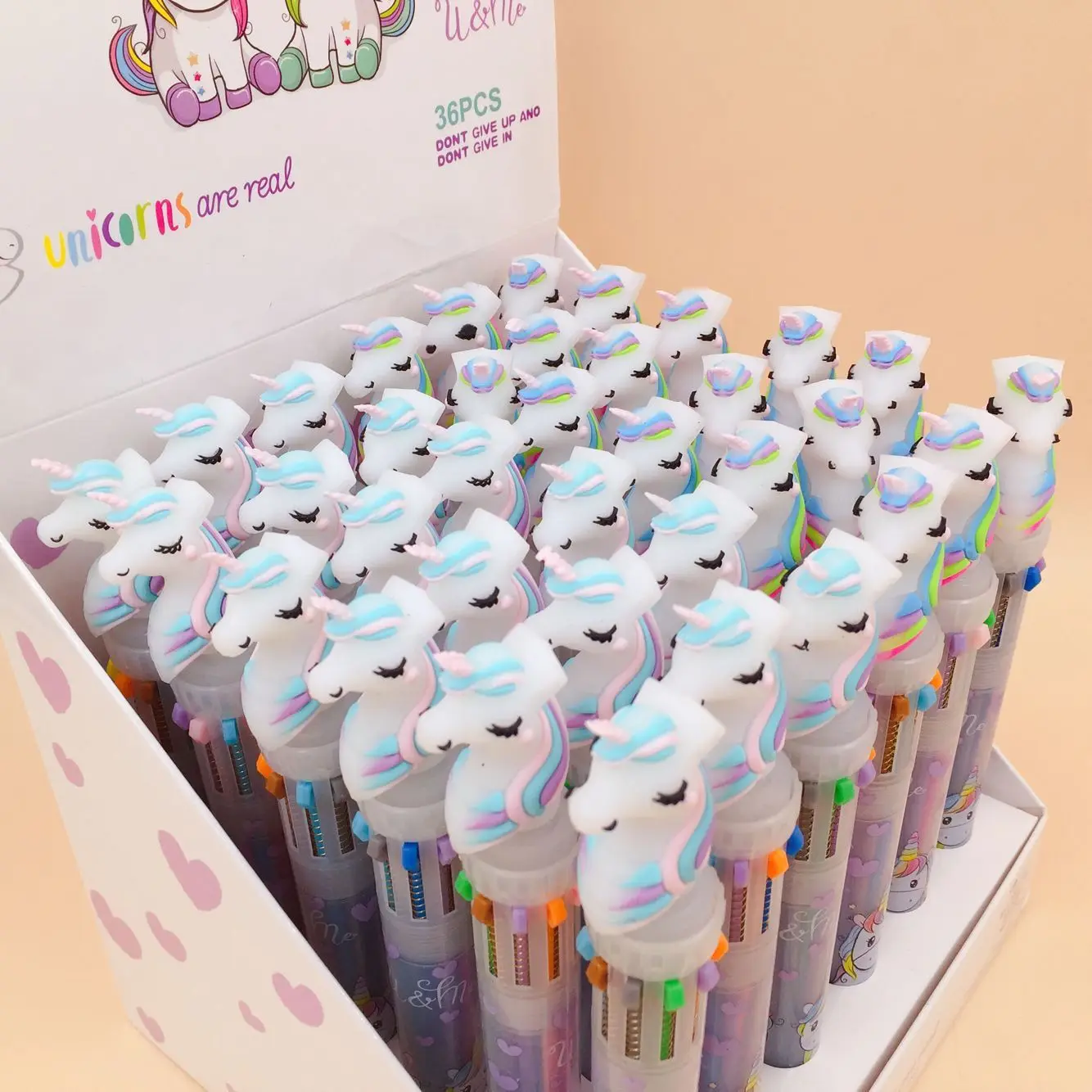 Cute Unicorn Power 10 Colors Chunky Ballpoint Pen Kawaii Rollerball Pen School Office Supply Gift Stationery Papelaria Escolar