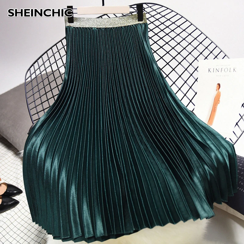 Весна-Осень, Новая женская плиссированная юбка в винтажном стиле, одноцветная зеленая/белая/Розовая/синяя юбка для женщин, Saisa Faldas, Новая мода