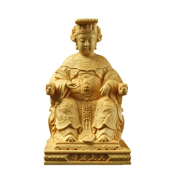 

Mazu wooden statue，Our Lady of Heaven Solid wood carving，Modern art sculpture，Home Living Room Attic Buddhist Feng Shui Statue