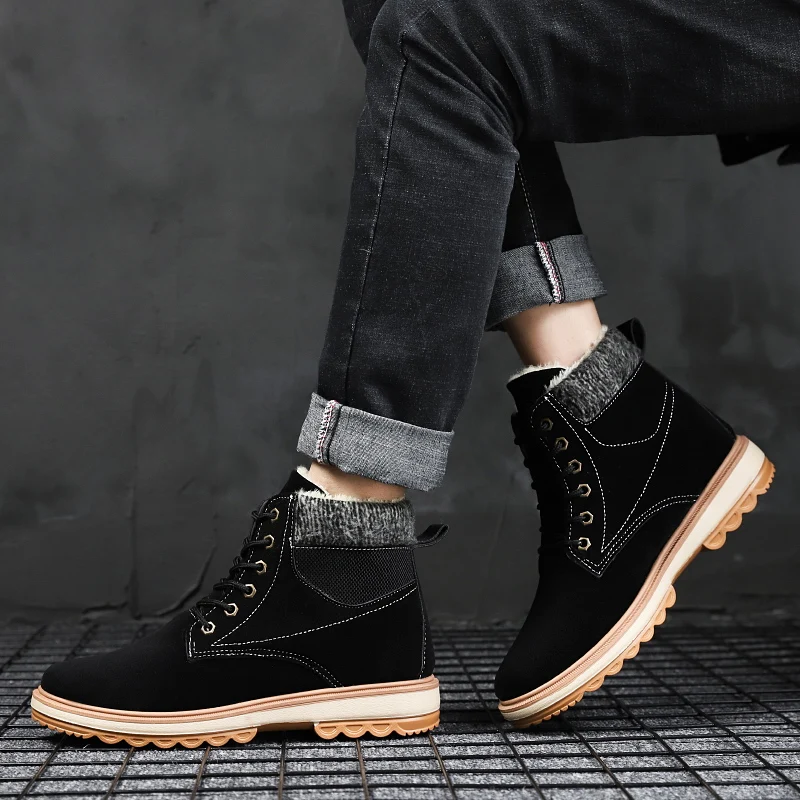 SFIT/теплые классические модные ботинки-дезерты с мехом в байкерском стиле; мужские повседневные ботинки; новые мужские зимние ботинки из искусственной кожи