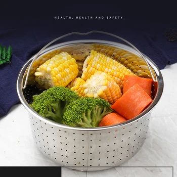 

2 in 1Kitchen Steamer Basket for Instant Pot Pressure Cooker Stainless Steel Vegetable Cleaning Drainer with Silicone handle