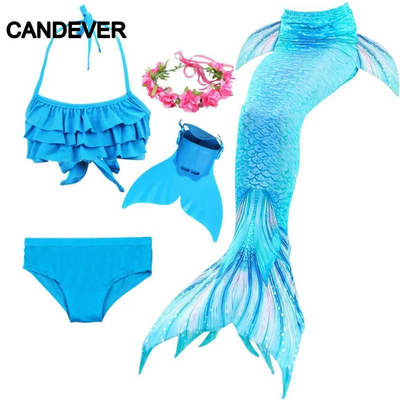 

Mermaid Tails Costumes Cosplay Swimmable suit Girls Little Mermaid Tail with Monofin Swimsuit Bikini Fin Kids Swimming Children