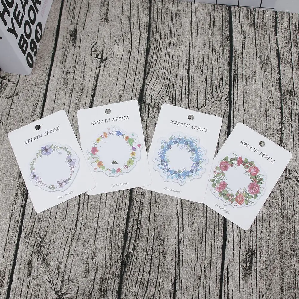26 sheets/pad Cute Garland Wreath Self-Adhesive Memo Pad Sticky Notepad Page Marker Planner Sticker School Office Supplies