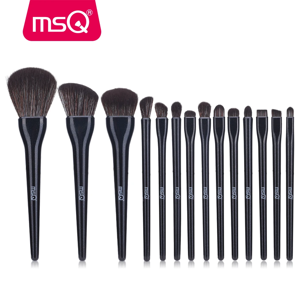 Günstig MSQ 14PCS Schwarz Make Up Pinsel Set Foundation Pulver Lidschatten Schönheit Hohe Qualität Soft Make up Pinsel Tools kit