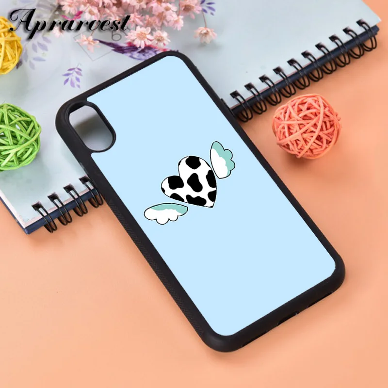 Aprarvest Cow Print Heart Angel Custodia In Gomma Siliconica Per Iphone 6 6S 7 8 Plus X Xs Xr 11 12 Mini Pro Max