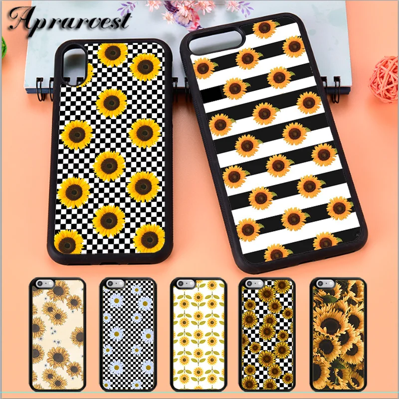 Aprarvest клетчатый чехол для телефона с принтом подсолнуха и розы iPhone 5 6 6S 7 8 PLUS X XS XR MAX