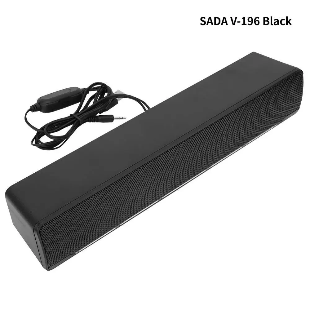 V-196 Black SADA V-196 Настольный сабвуфер динамик 3D объемный стерео бас USB компьютерный динамик Саундбар Громкий динамик для ноутбуков ПК телефонов - Цвет: V-196 Black