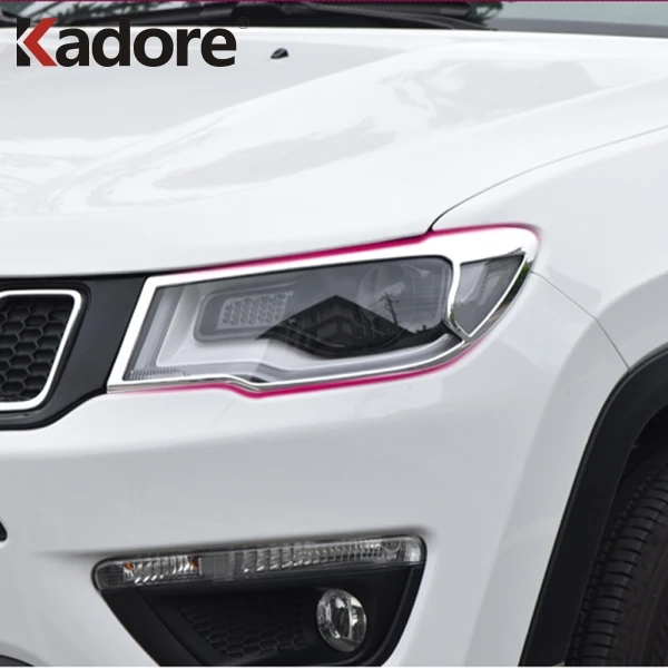 Для Jeep Compass хромированные наклейки для фар Накладка внешние аксессуары для автомобиля Стайлинг передняя лампа