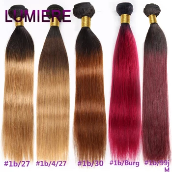 

T1B/99j/Burg/27/30 Ombre Straight human hair bundles Brazilian Human Hair Weaves Bundles 3 Tone Lumiere Remy Human Hair