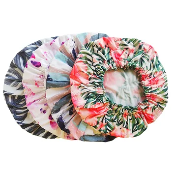 

4pcs Double Layer Bath Hat Waterproof Shower Hat Butterfly Printed Cap Bathroom Hat (Random Pattern, Random Color)