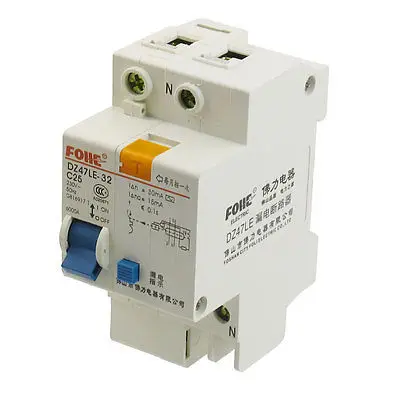 AC 230V 25A однополюсная защита от перегрузки замыкание утечки 1P+ N