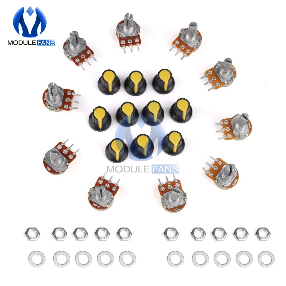 10 шт. линейный переход роторный потенциометр WH148 1K 2K 3K 5K 10K 20K 30K 50K 100K 200K 300K 500K 1M Ohm с крышкой ручки Diy AG2 A-2