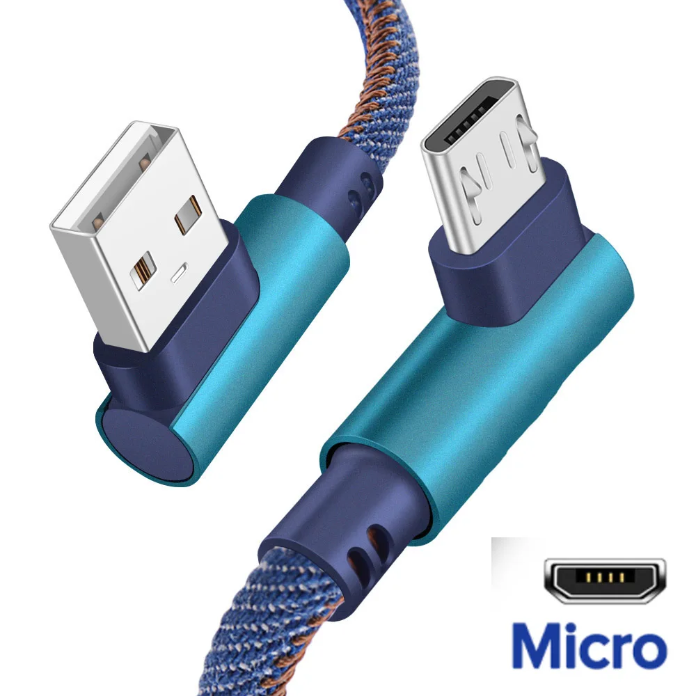 USB Type C 90 Degree 2.4A Fast Charging Type-c Data Cord usb-c For Samsung S21 Xiaomi Huawei P50 Android Phone Micro USB cable iphone hdmi to tv Cables