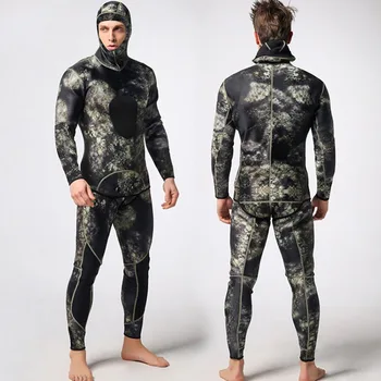 

2PCS Men Diving Suit Neoprene 3mm Spearfishing Wetsuit Surf Snorkel Swimsuit Split Diving Suits Surf Camouflage Clothing