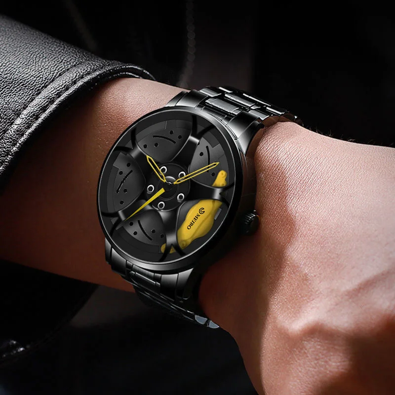 Men 3D Sport Rim Hub Wheel Watches Luxury Male Sports Car Wristwatch Quartz Men's Watches Relogio Masculino for Gift Clock