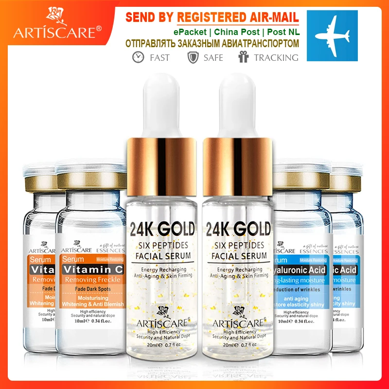 ARTISCARE 24K Gold шесть сыворотка с пептидами Витамин С + Гиалуроновая кислота