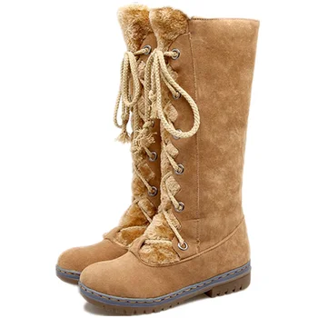 

Classics Thick Fur Inner Mid-Calf Boots Autumn Winter Models Of Warm Comfortable Ladies Shoes Rubber Non-Slip Platform High Heel