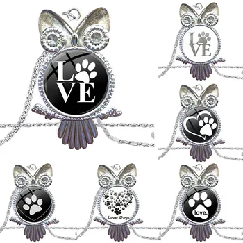 

Fashion Glass Cabochon Pendant Necklace Plated Statement Jewelry For Women Fashion Jewelry Love Paw Print