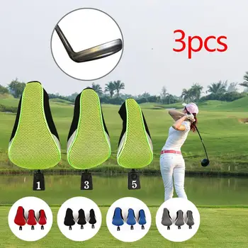 

Golf Head Covers Golf Club Head Trave Storage Breathable Mesh 3PCS/Set Organizi Sport Golf Club Protector Identification