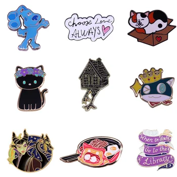 

12pcs/lot E2077 Enamel Pin Medal Cartoon Dog Cat Animal Brooches Collection Queen Metal Lapel Pin Badges for Backpack Jewelry