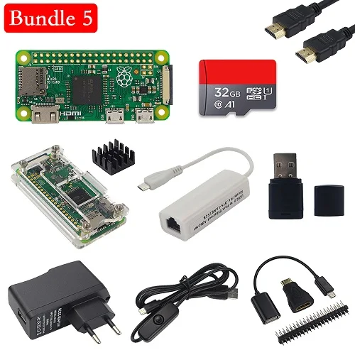Комплект 5 Оригинальная плата Raspberry Pi Zero V 1,3, 1 ГГц, процессор, 512 МБ ОЗУ, Версия Raspberry Pi Zero 1,3, акриловый чехол, алюминиевый радиатор - Комплект: Комплект 5