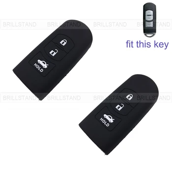 

2pcs 3 Button Silicone Car Remote Key Fob Silica Gel Holder Case Cover for Mazda Series Black