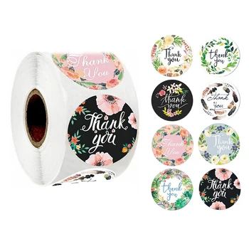 

500pcs/roll Floral Envelope Stickers Journal Scrapbooking Round Self Adhesive Seal Labels Reward Sticker for Children Stationery