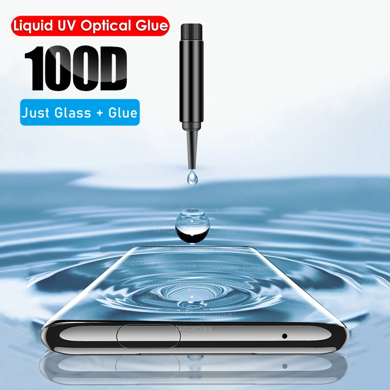 100D УФ клей жидкое закаленное стекло для Oneplus 7T Pro UV Защитная пленка экрана 7 1 + 7t