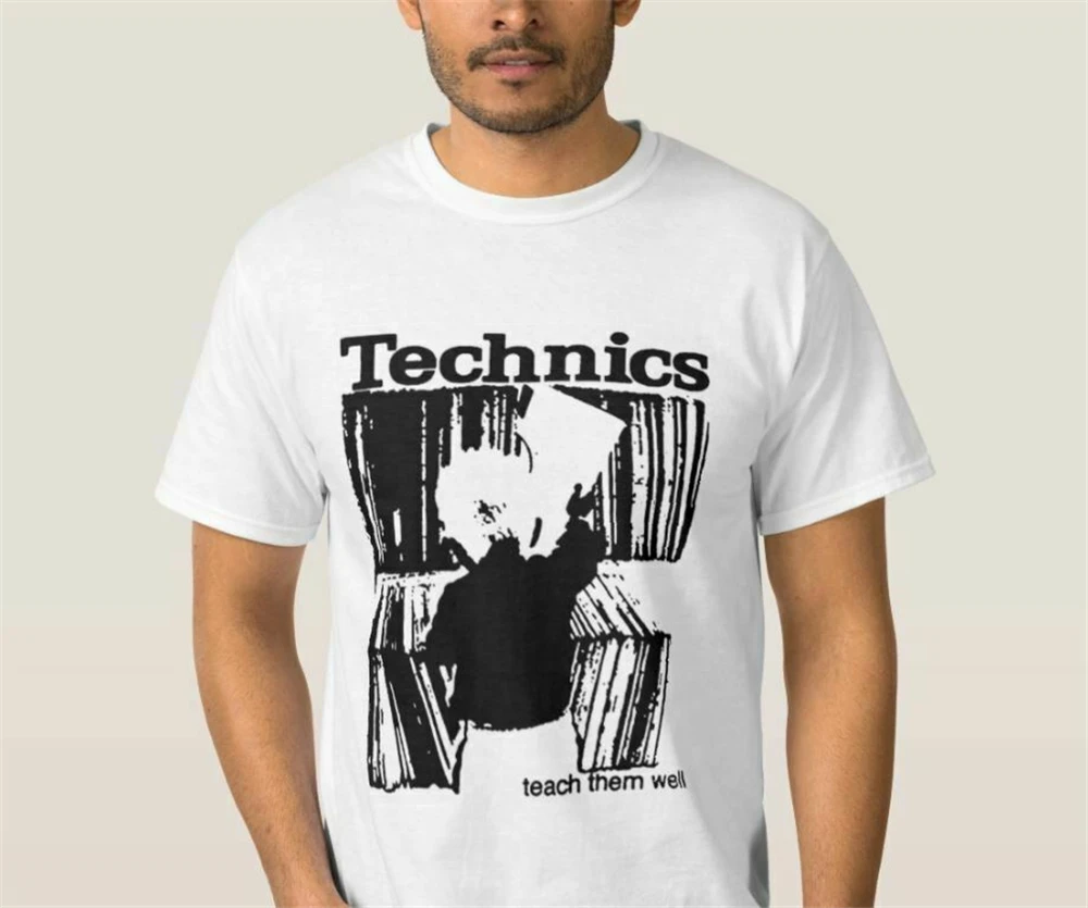 Футболка Technics Teach Them Well Young Sl 1200 Mk2 Mk7 виниловые пластинки Dj Мужская рубашка