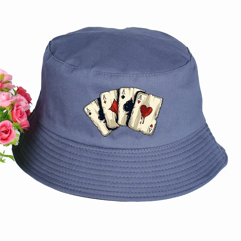 Poker Spades интересные шляпы с принтом, летние высококачественные рыбацкие шляпы для женщин и мужчин, рыбацкие шляпы, Снэпбэк шляпы - Цвет: Небесно-голубой