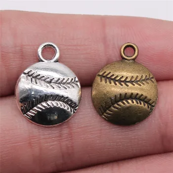 

WYSIWYG 30pcs 15x15mm Pendant Tennis Ball Ball Tennis Charm Pendants For Jewelry Making Antique Silver Color Tennis Pendants