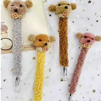 

36 pcs/lot Creative Plush Teddy Dog Gel Pen Cute 0.5mm black Ink Signature Pens Promotional Gift Office School Supplies