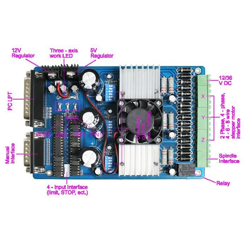 3 осевой Tb6560 плата контроллера шагового двигателя 3.5a Cnc привода постоянного тока