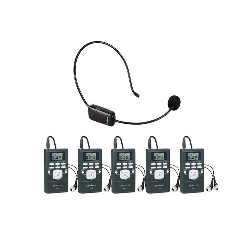 RETEKESS Беспроводная система гида аудио FM микрофон вспомогательная система прослушивания для обучения церковная фабрика гид - Цвет: Черный