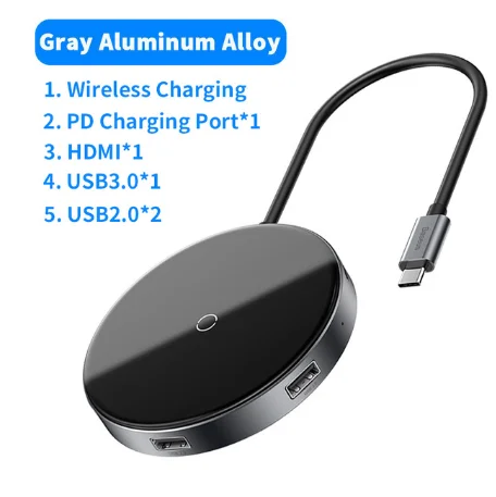 Baseus USB Type C HUB to HDMI 4k USB 3.0 HUB Type-c PD Power Adapter For MackBook Pro Air Qi Wireless Charger USB-C Splitter HAB - Цвет: HDMI USB C HUB