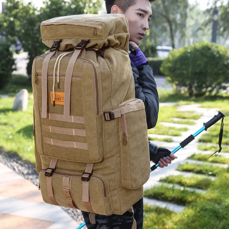 UK Large 70 L Travel Backpack Hiking/Camping Rucksack Luggage Molle Tactical Bag 