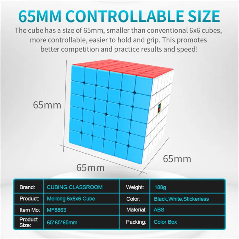 Moyu Cubing класс Meilong 6x6 Скоростной кубик волшебный пазл цвет MFJS 6*6 Neo Cubo игрушки для детей 6x6x6