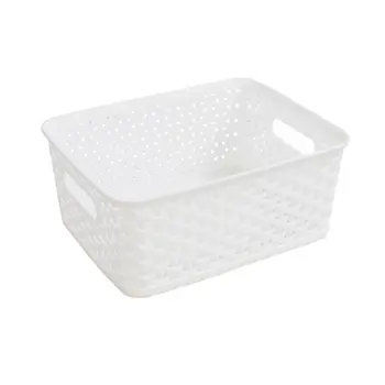 

Plastic Rectangular Storage Basket With Cover Rattan Storage Bucket for Desktop Bathroom Kitchen Clothing Toy Storage Organizer