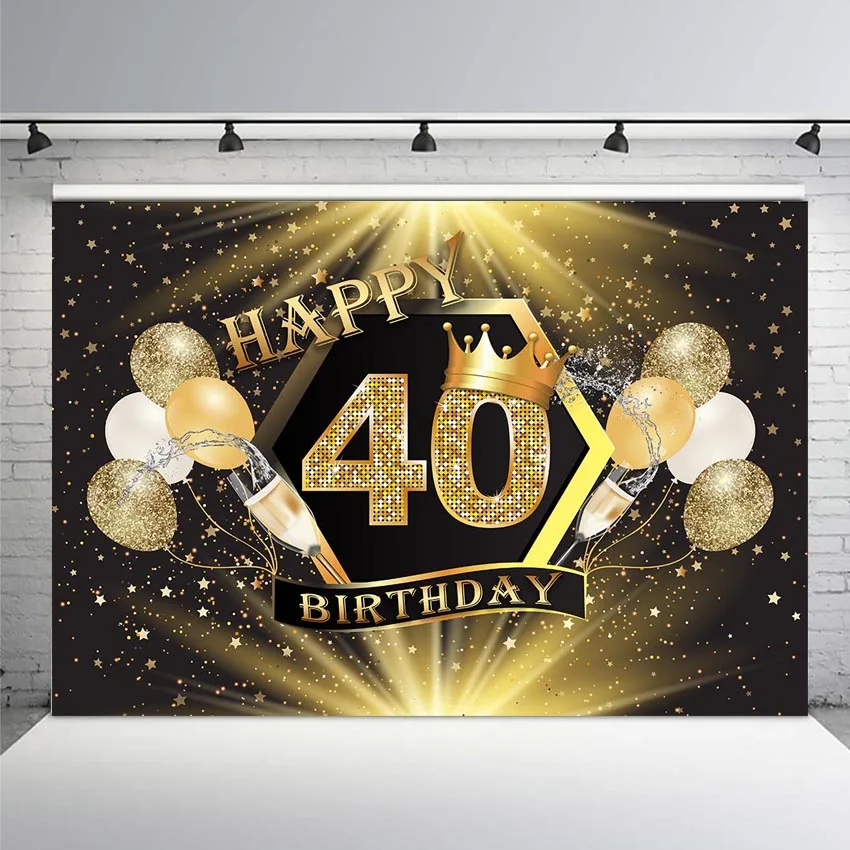 

Vinyl Photography Background Gold Black Glitter Adult Luxury Lady 40th Birthday Party High Heels Decor Backdrop Photo Studio