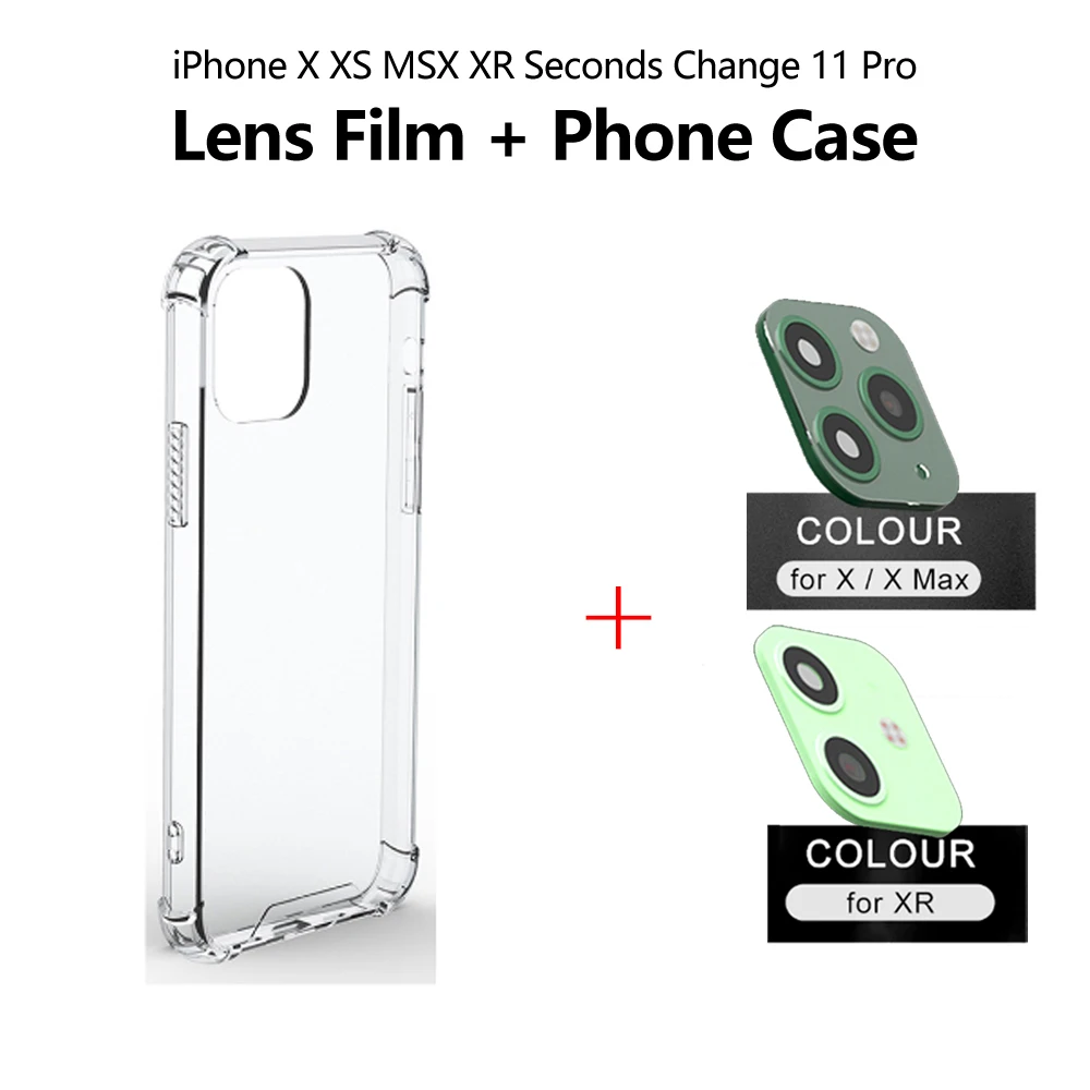 Lens Film Phone Case Для iPhone X секундная смена 11 наклейка на рассеиватель X XR XS MAX Модифицированная 11 PRO MAX Модифицированная объектив камеры 11PROMAX чехол поддержка вспышки - Цвет: Lens Film Phone Case