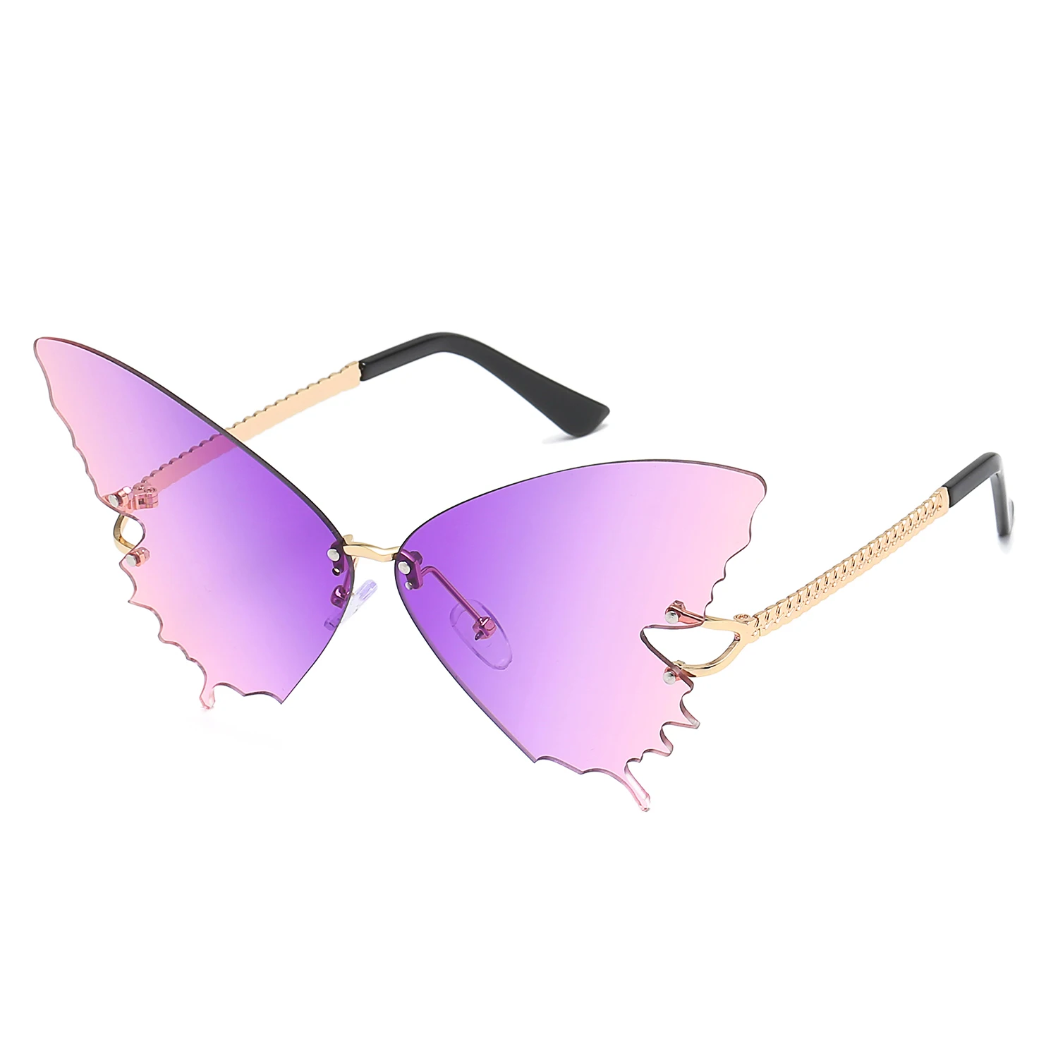 Fashion Rimless Dragonfly Wing Sunglasses Women Vintage Clear Ocean Lens EyY HL 