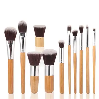 

11Pcs Women's Fashion Makeup Brushes Set Wooden Makeup Brush Set tools Make-up Toiletry Kit Make Up Brush Concealer Tool Beauty