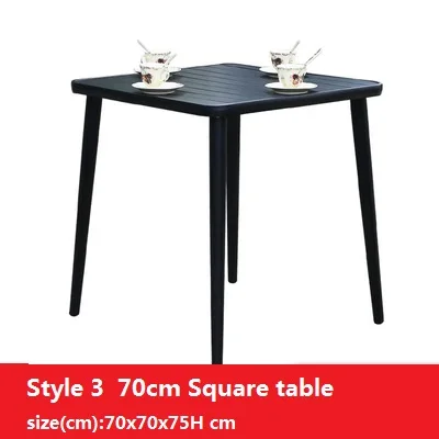 Style 3 70x70xH75cm Открытый стол патио открытый-Воздушный Балконный стол кофе открытый досуг алюминиевая настольная пластиковая древесина антикоррозийный деревянный садовый стол - Цвет: Style 3 70x70xH75cm