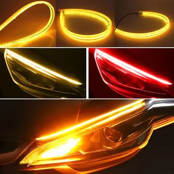

2Pcs Car Flowing RGB Daytime Running Light DRL APP Multi Color LED Light Strip Turn Signal Lights