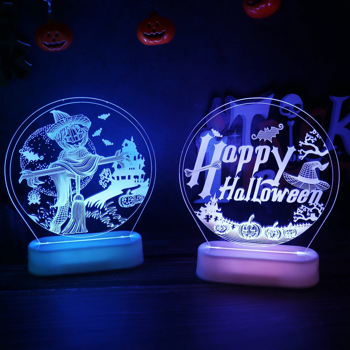 Happy Halloween Skeleton 2022 Happy Halloween Led Night Lights Scary Skeleton Pumpkin 2022 Halloween Party Decor For Home Trick Or Treat Horror Party Supplies Aliexpress Home Garden