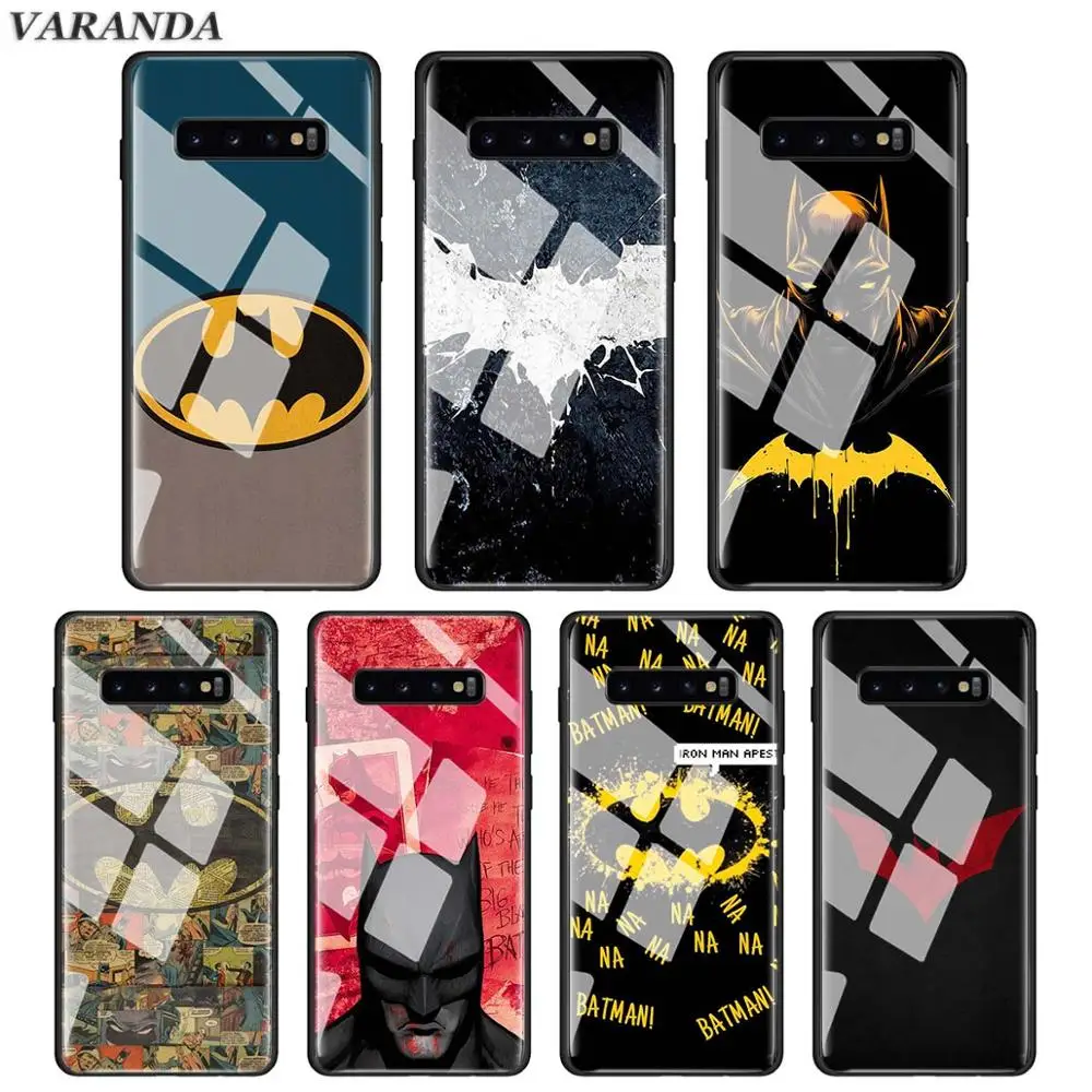 

marvel hero batman logo Tempered Glass Case for Samsung Galaxy S10e S10 S9 S8 Plus A30 A50 Note 9 10 Glass Phone Cover Capa
