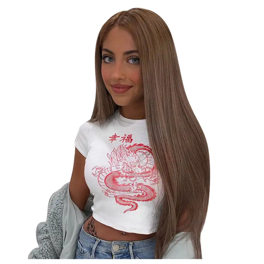 Camiseta blanca con dragon rojo Outlet